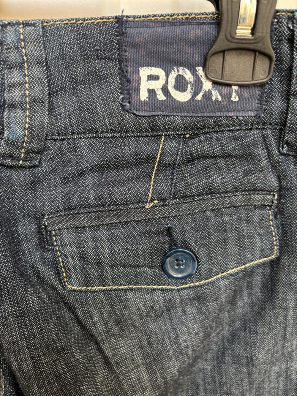 Roxy women’s Dark Blue Slim Jeans with Buttoned Back Pocket